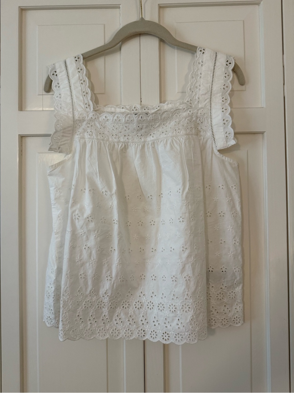 Gap x DOEN White Eyelet Lace-Trim Cotton Tank Top